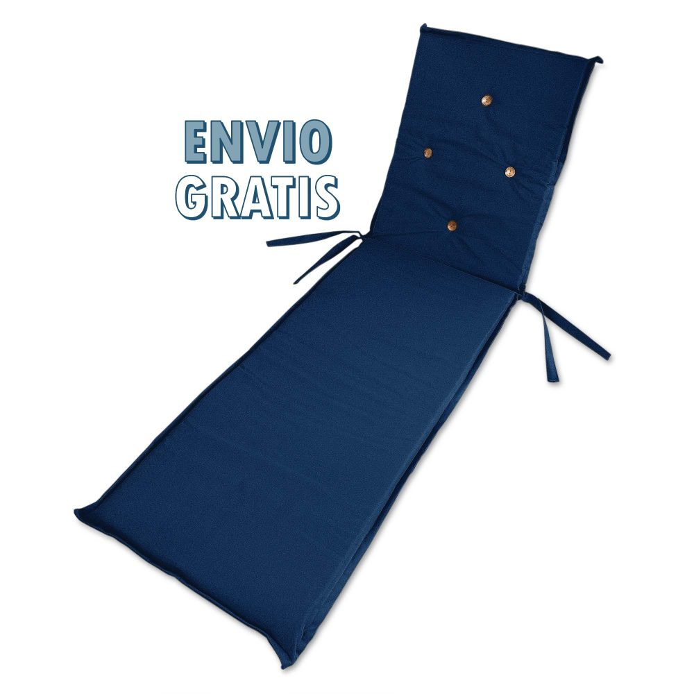 Cojín Azul en Lona  Poliéster UV para Reposera 190x50x5 cm
