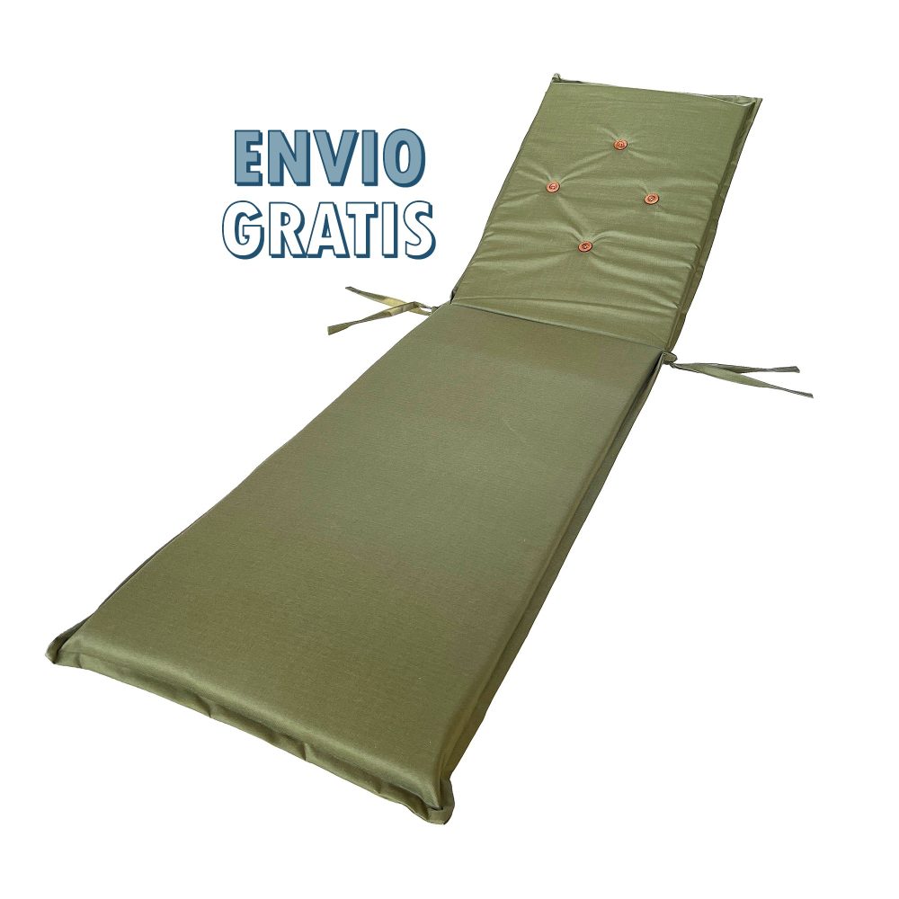 Cojín Verde Oliva en  Lona Poliéster UV para Reposera 190x50x5 cm