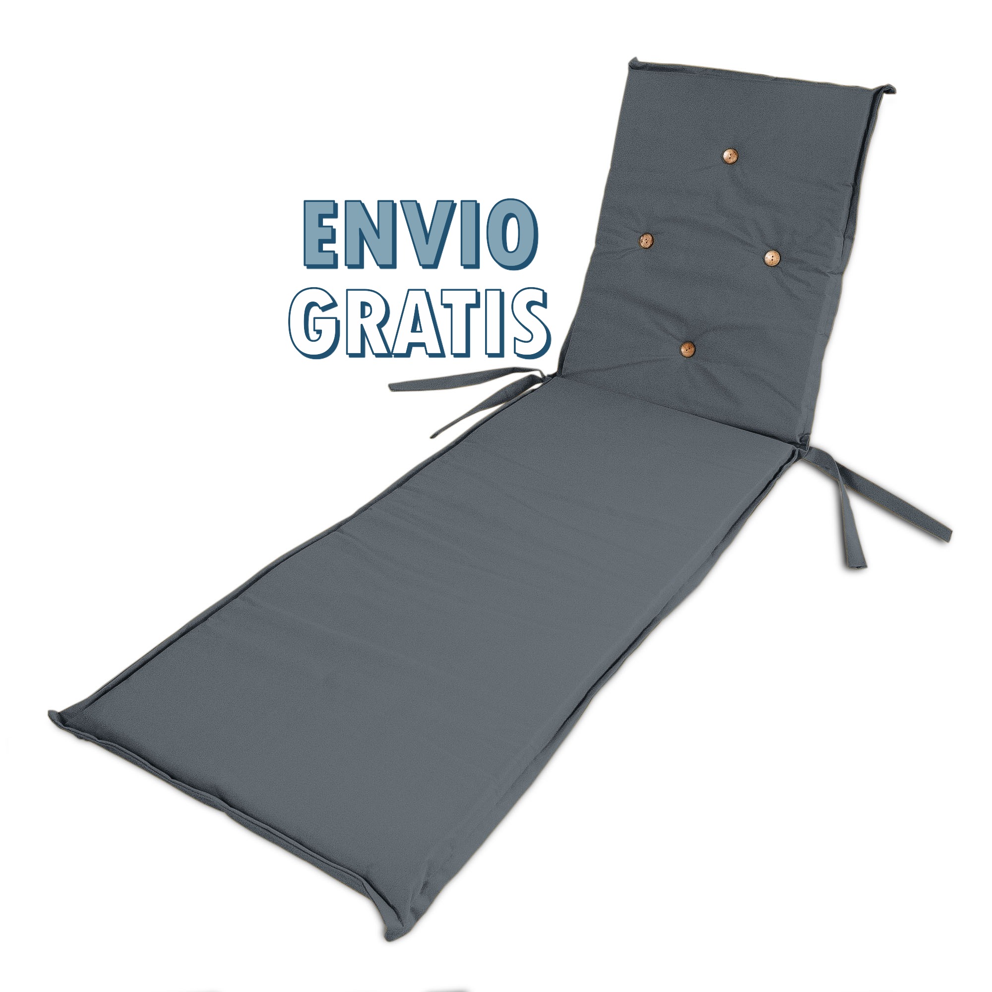 Cojín Gris en  Lona Poliéster UV para Reposera 190x50x5 cm
